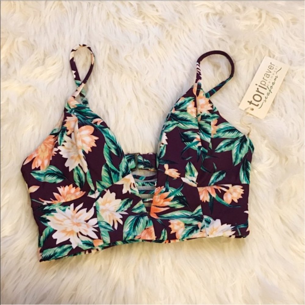 SALE Longline floral bikini top